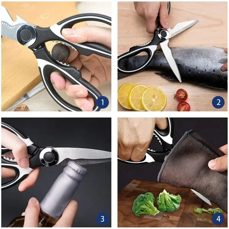 1pc Stainless Steel Meat Strong Shear, Korean Style Red Food Scissors For  Barbecue Party