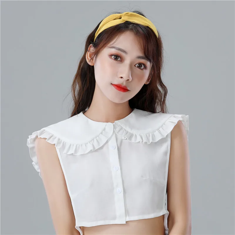 

Women Girls Doll Ruffles Fake Collar Shoulder Wrap Removable Detachable Collar False Half Blouse Lapel Top Clothes Accessories