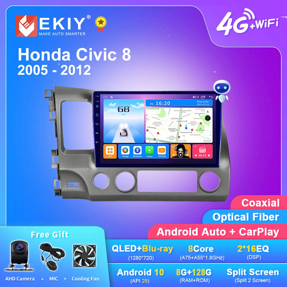 EKIY Android 10 Auto Stereo Radio Für Honda Civic 8 2005 2012