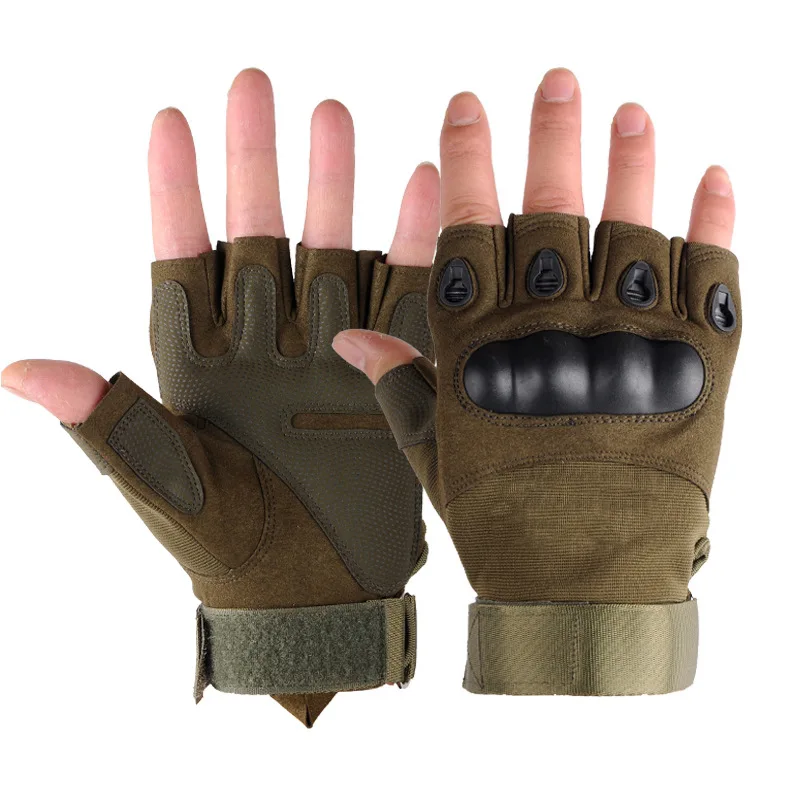 Cycling Fingerless Gloves Shooting Hiking Tactical Hard Knuckle Half finger Gloves Men's Combat Hunting Shooting Paintball Duty