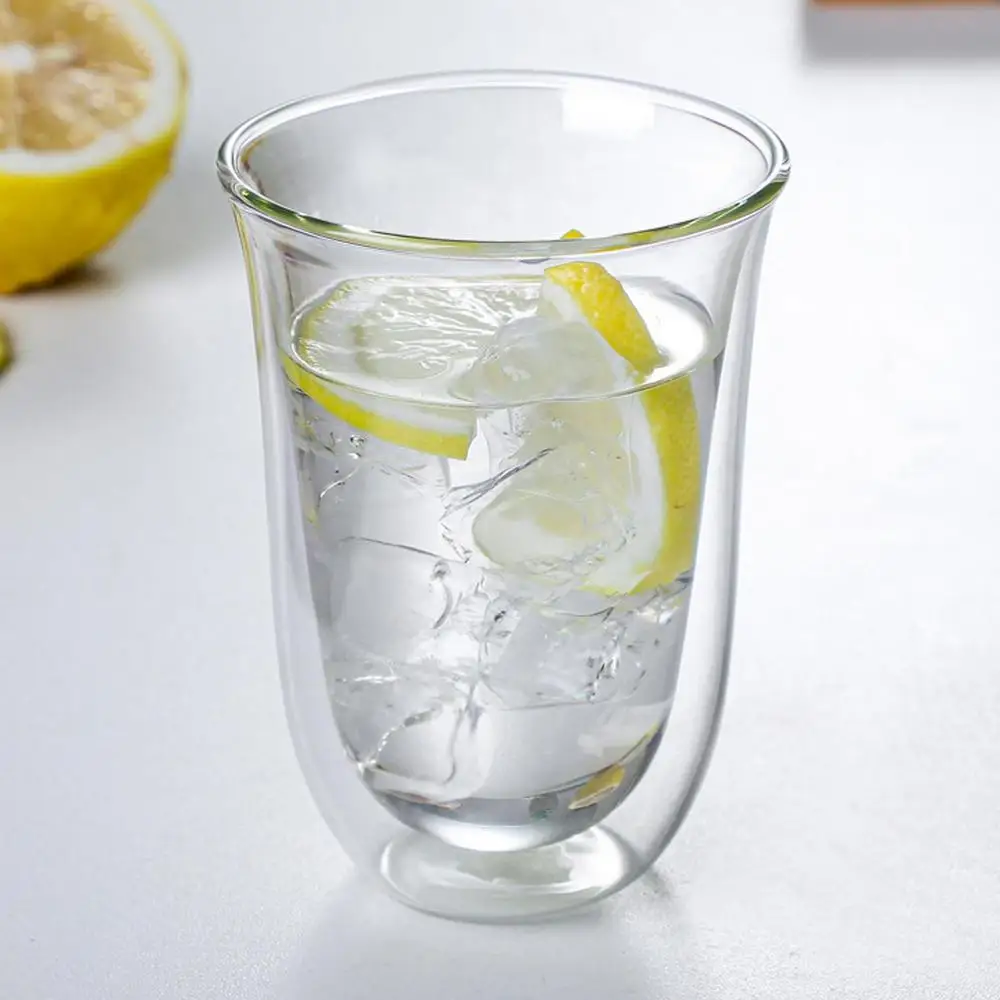 Double Wall Tea Cups Durable Borosilicate Clear Glass Coffee Cups Heat Insulating Glass For Cappuccino Latte Drink Glasses 400Ml