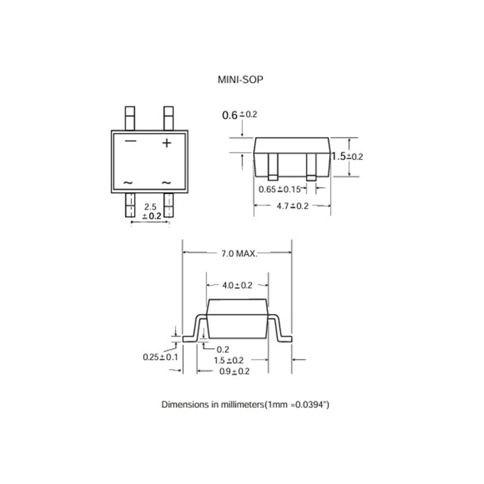 MB10F Bridge Diode Rectifier 1A 1000V ASEMI 50PCS