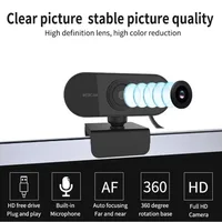 HD 1080P Webcam Built-in Mic USB Camera No Driver Required for Online Learning Video Conference Home Office
