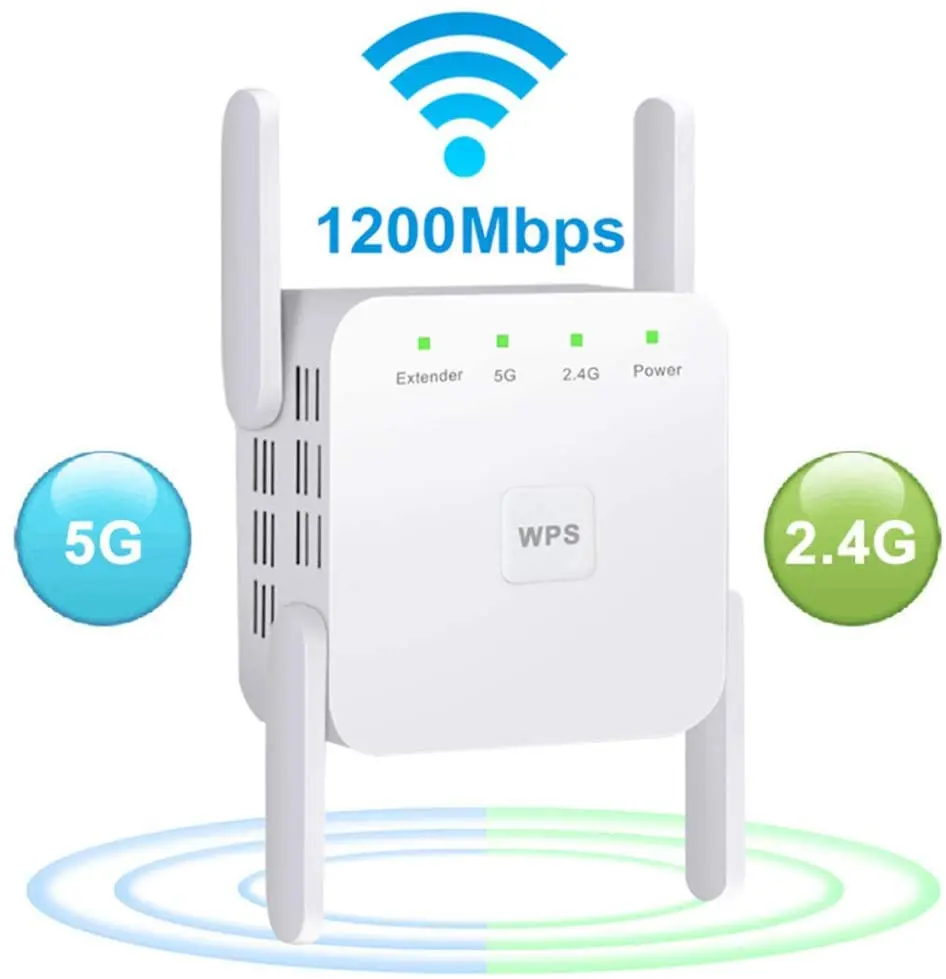 Ripetitore Wifi 5G Ac1200 Wi Fi Booster Dual Band Adattatore Wi-Fi Segnale 5 Ghz 1200Mbps Extender A Lungo Raggio