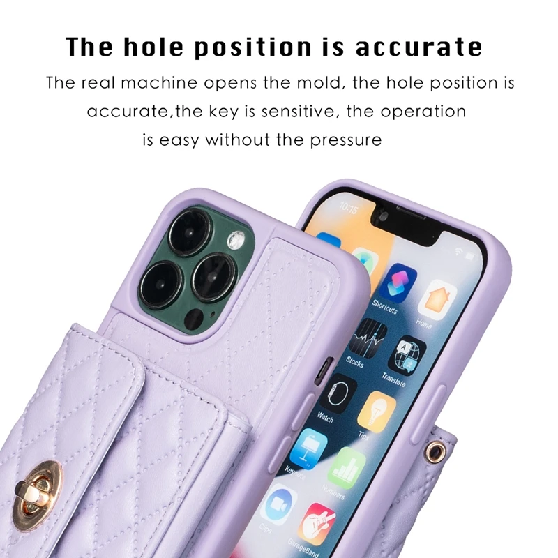 Wallet Small Fragrant Wind Organ Card Bag Metal Buckle Leather Case For iPhone 15 Pro Max 14 13 12 11 SE 2022 X XS XR 8 7 6 Plus