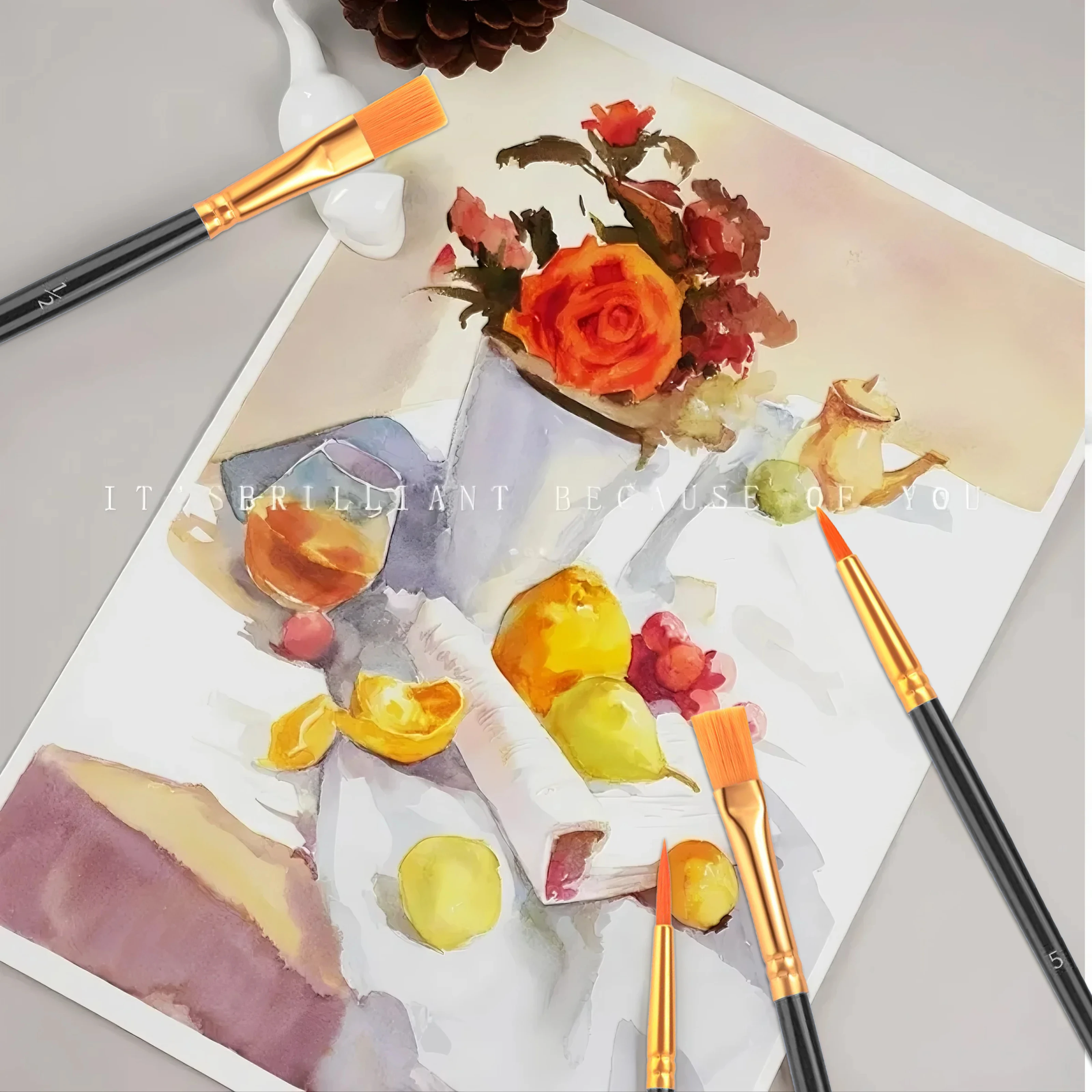 10pcs Paint Brushes Set Nylon Hair Artist Acrylic Paint Brushes Round Pointed Tip Paintbrushes for Acrylic Oil Watercolor paint brushes