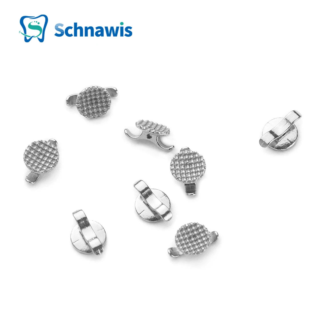 50 Pcs Dental Metal Lingual Buttons – Bondable Round Mesh Base, 5 Bags