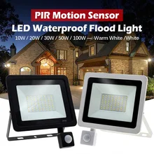 

Floodlight LED Motion Sensor PIR Flood Light 50W 10W 20W 30W 100W 150W Wall Lamp Spotlight Outdoor Waterproof Floodlights Garden