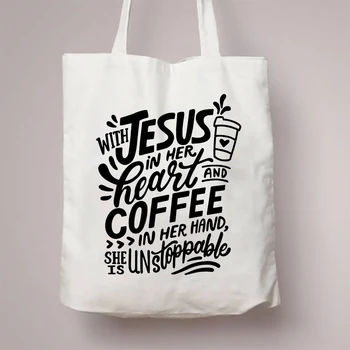 With Jesus in Her Heart.. Printed Tote Bag