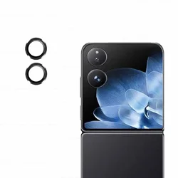 Enhanced 3D Camera Protector Glass with HD Tempered Glass Lens and Metal Rear Ring - Xiaomi Mix Flip (Black)