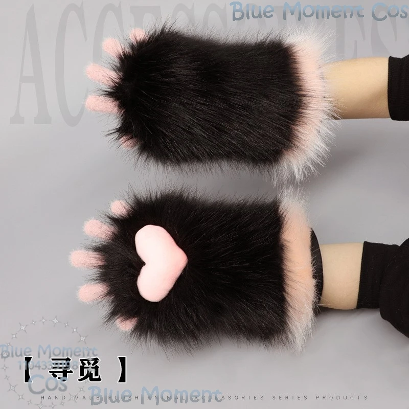 Animal Claws Kig Fursuit Kigurumi Furry Cosplay Furred Colorful Cute Kawaii Gloves Show fingers Holloween Women Men Customized