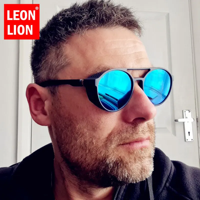 LeonLion Round Punk Sunglasses Men 2023 Brand Designer Eyewear Men Vintage Glasses for Men/Women Punk Oculos De Sol Gafas UV400