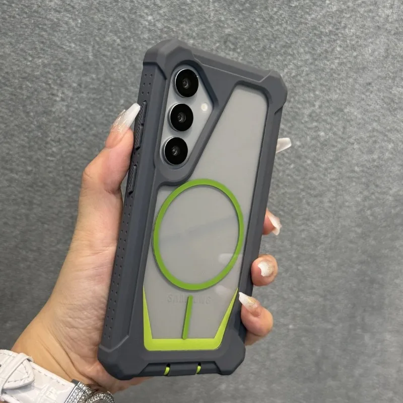 Luxury Four Corner Anti-Knock Armor Transparent Phone Case with MagSafe Compatibility