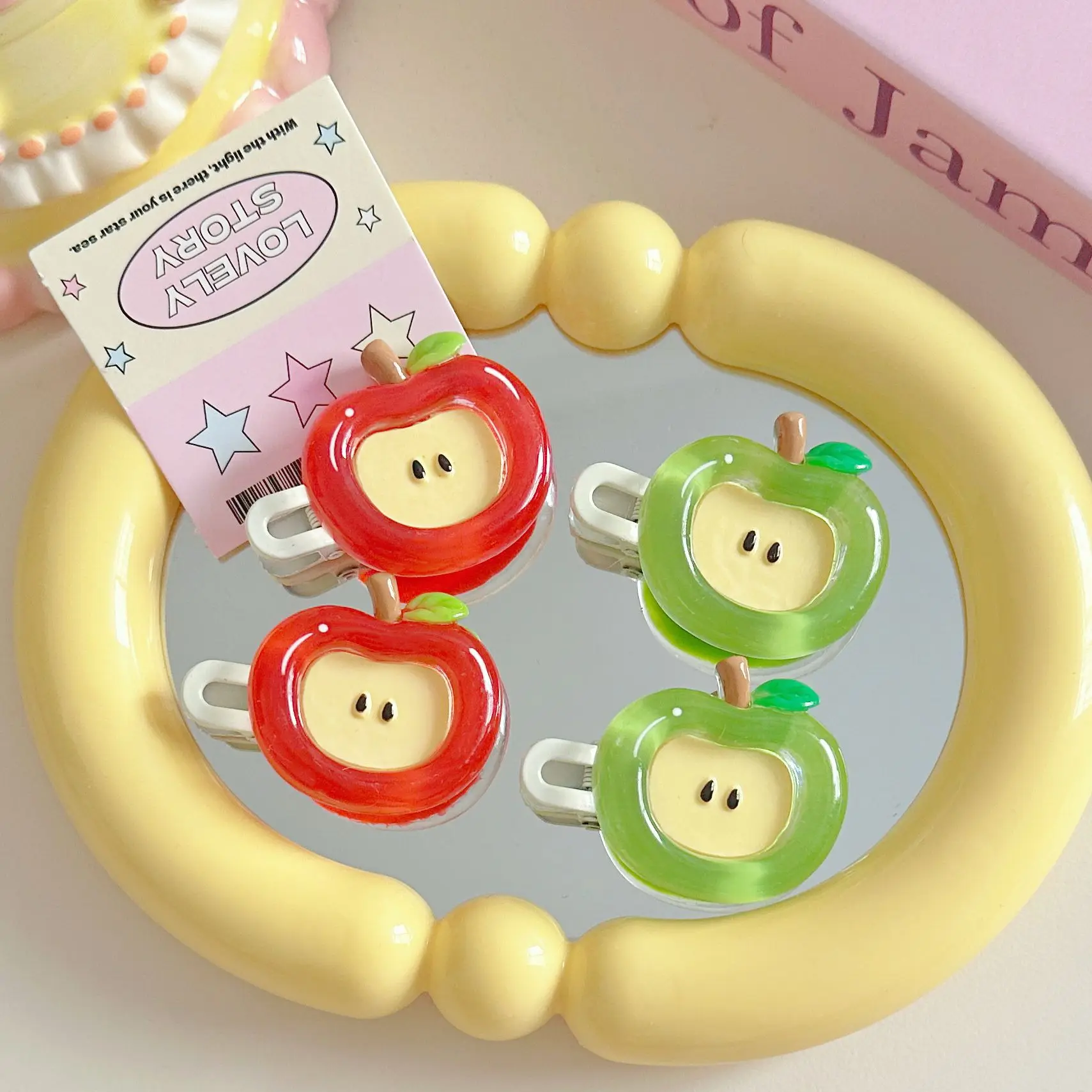 Cute Apple Hair Clip for Women-Cartoon Fruit Korean/Japanese Style Side Bangs Barrettes Girls Fashion Hairpin & Hair Accessories