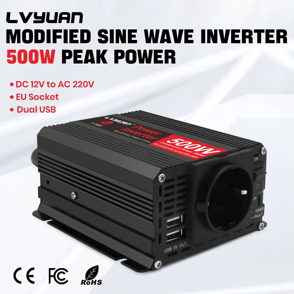 Solar Inverter Vehicle Inverter Car Converter Inverter Car Inverter Car Power Converter Power Inverter Car Inverter 12V 220V Power 500W/1500W/2000W/2600W/3000W Converter EU Socket 12 Volts auto Inversor12v 220 v Transformer Solar