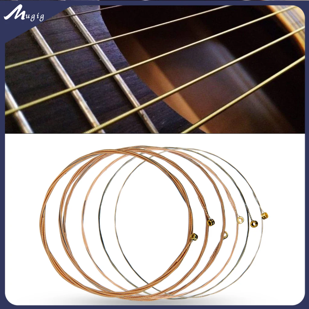 1 Set 6Pcs Guitar Strings 1-6 E-A Acoustic Guitar Strings Steel Wire Classic Acoustic Folk Guitar Parts Accessories 6pcs set orphee classic guitar strings set 028 045 color plated nylon string wire guitar parts with great tone