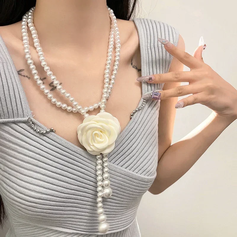 Camellia Pearl Waist Chain Belt for Decorative Dress