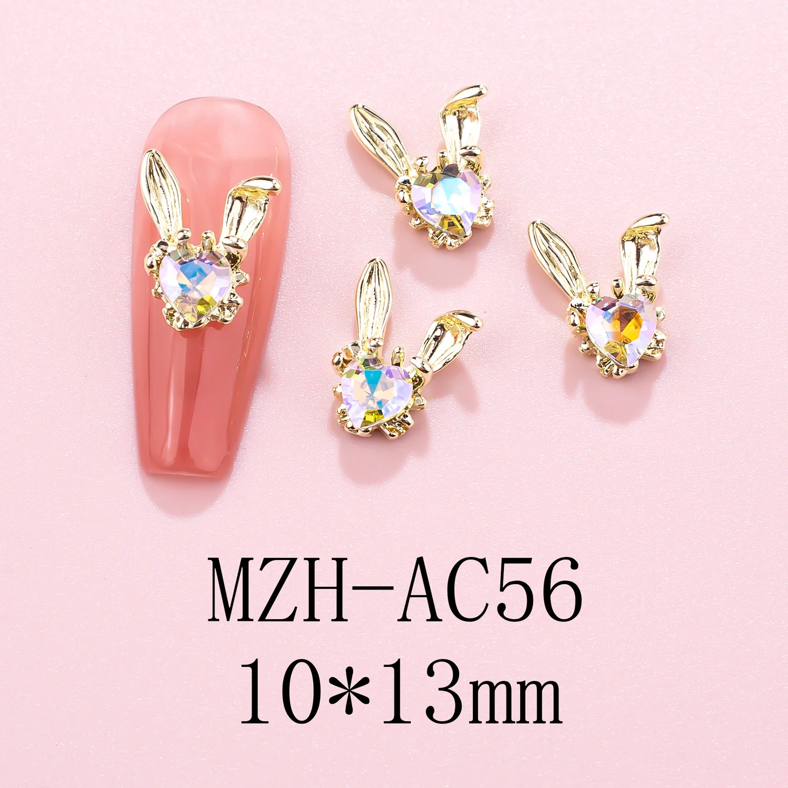 10 Stück Legierung Kaninchenkopf Strasssteine für Maniküre Hase Kopf Nagel Charms für Nagelzubehör – Detail 12
