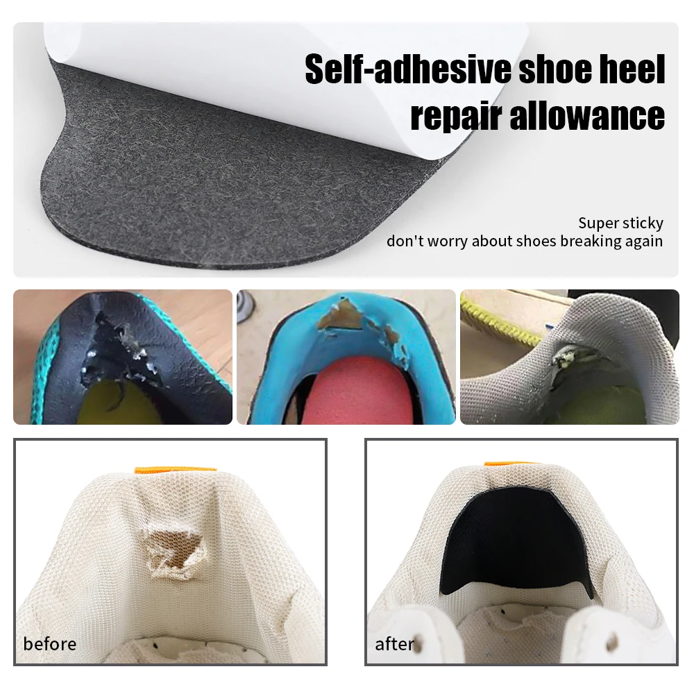 Shoe Insoles Orthopedic Insoles Shoe Heel Pads 4pcs/set Insoles Pads Shoes Heel Repair Stickers Back Heel Shoe Hole Sticky Insoles for Sport Shoes Repair Patch Foot Care