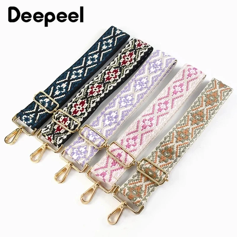 Deepeel 에스닉 스타일 조절 가능한 크로스바디 숄더 스트랩, 자수 웨빙 교체 가방 벨트 액세서리, 5cm 와이드 백 스트랩 