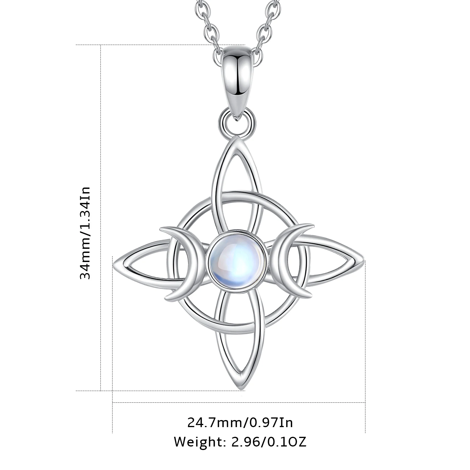 Eudora 925 Sterling Silver Witch's Knot Triple Moon Necklace Moonstone Amulet Pendant for Women Witch Jewelry Exquisite Gift silver necklace charms pendant necklace silver necklace silver pendant