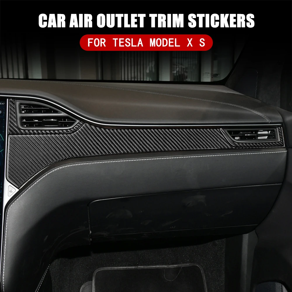 Real Carbon Fiber Car Dashboard Stickers For Tesla Model X 2016 2020 S
