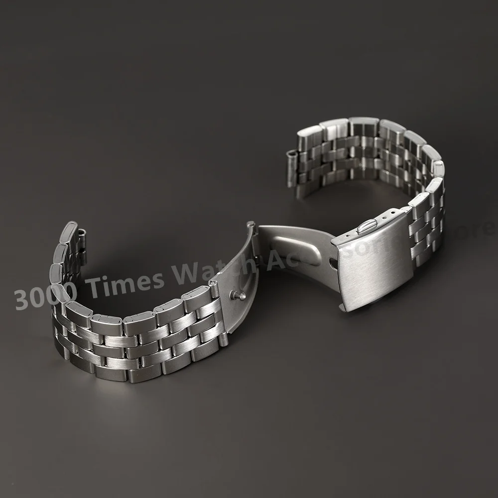 Watch Accessories 18mm 20mm 22mm Silver Aircraft Buckle Stainless Steel Flat End With Curved End Jubilee Watch Bracelet