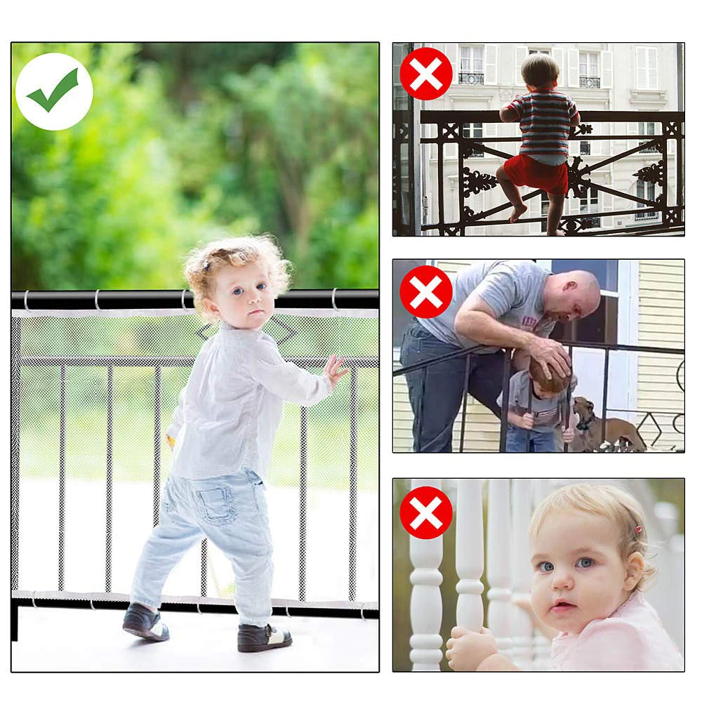 3Meter Child Proofing Banister Guard Net Outdoor Balcony and Indoor Stair Railing Safety Mesh With Tying Ropes Security Supplies Child Safety Net