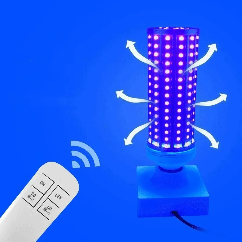 Disinfection UVC Lamp E27 60W LED Ultraviolet Lamp with Timer Remote Control 110V 220V Germicidal