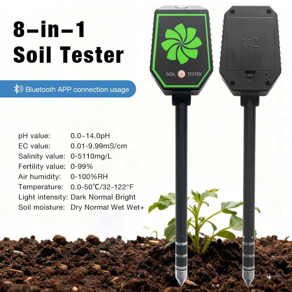 Bluetooth 8 in 1 Soil Tester Meter App Control