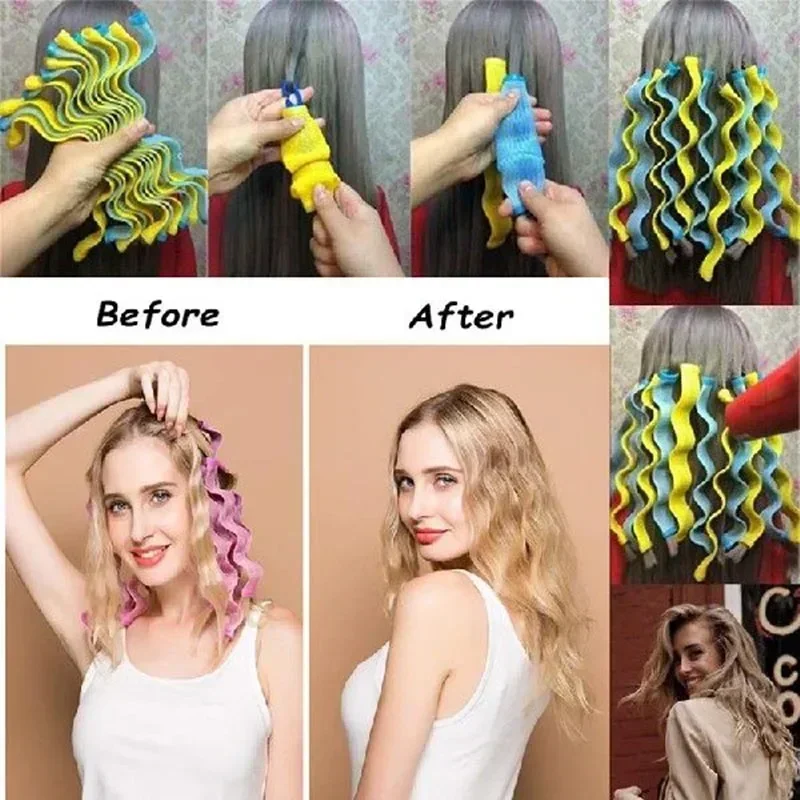 Heatless Hair Curles Hair Rollers Volume Curles Women Curlers Soft Flexirods Rolller Curling Hairs Tool 10/12/18pcs