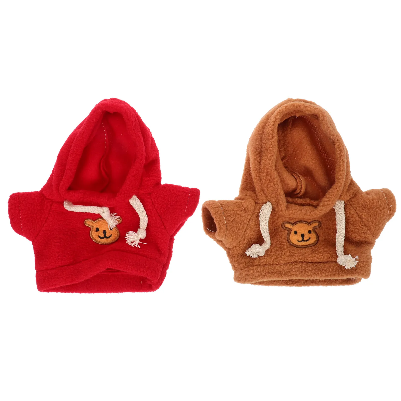 2Pcs 박제 곰 후드 세트 작은 박제 동물을위한 귀여운 유행 부드러운 탄성 후드 드레스 조기 학습 선물