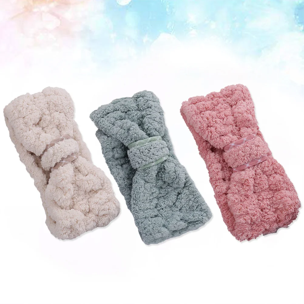 

3pcs Spa Bow Hair Band for, Coral Fleece Hair Band Bow- knot Makeup Headband Hairband Wraps for Shower Washing