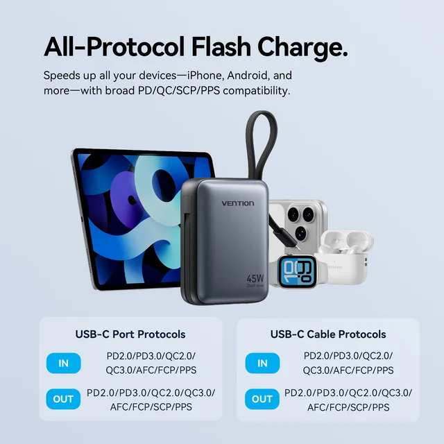 Vention 45W 10000mAh Power Bank