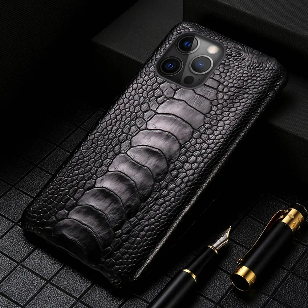 

Genuine Ostrich Foot Leather Phone Case For iPhone 15 13 14 Pro Max 15Pro 14Pro 13Pro 14Plus 12 11 Pro MAX 15 Plus Luxury Cover