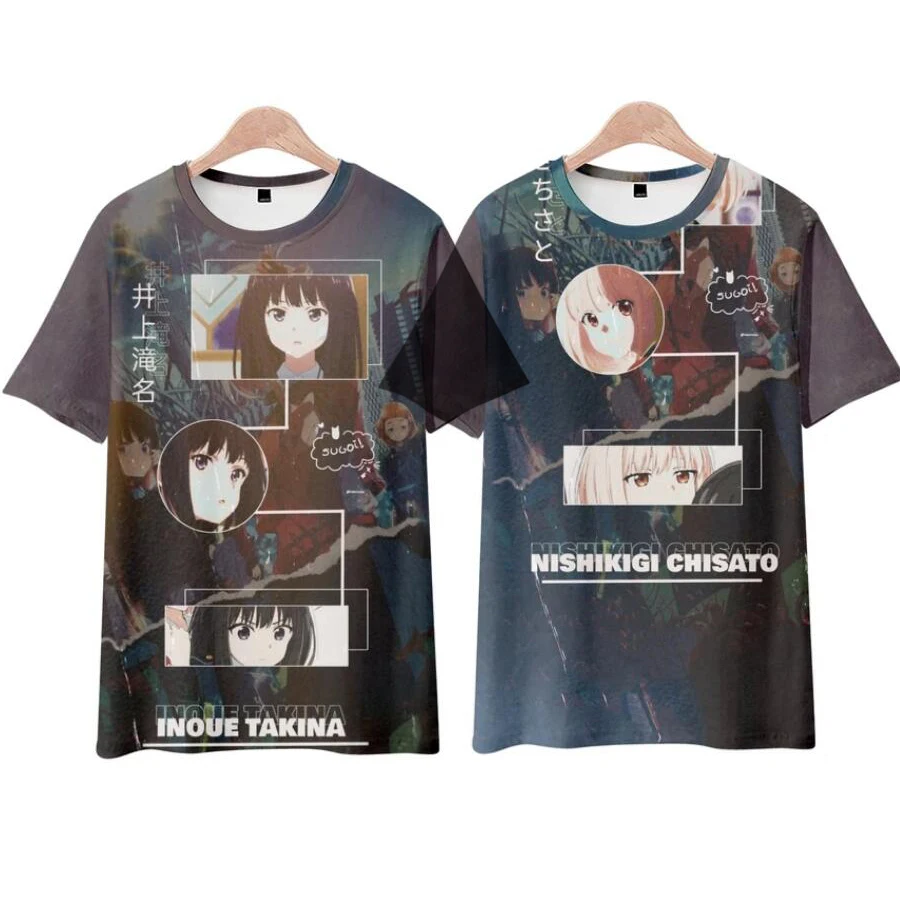 

Anime Lycoris Recoil 3D T Shirt Women Men Summer O-neck Short Sleeve Funny Tshirt Nishikigi Chisato Inoue Takina Graphic Tees
