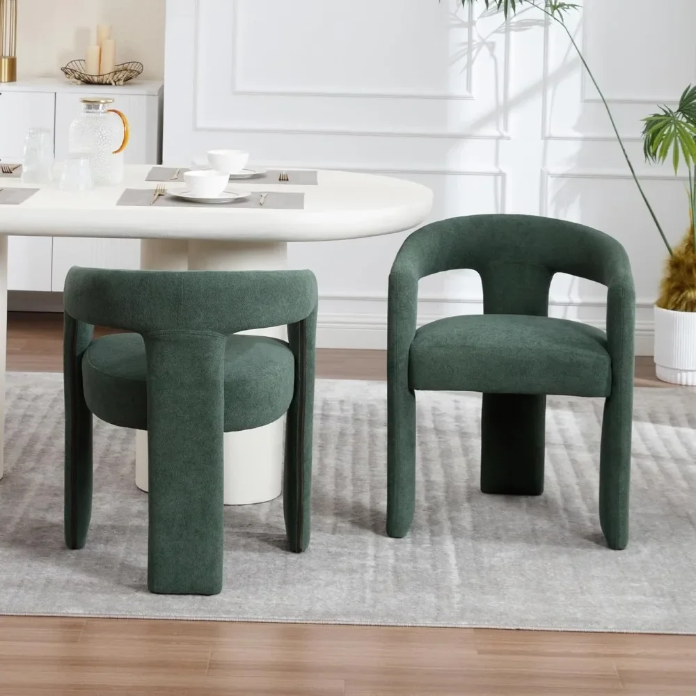 Modern Barrel Dining Chairs Set of 2, Upholstered Living Room Accent Chairs, Comfy Side Chair Lounge Armchair for Kitchen 2