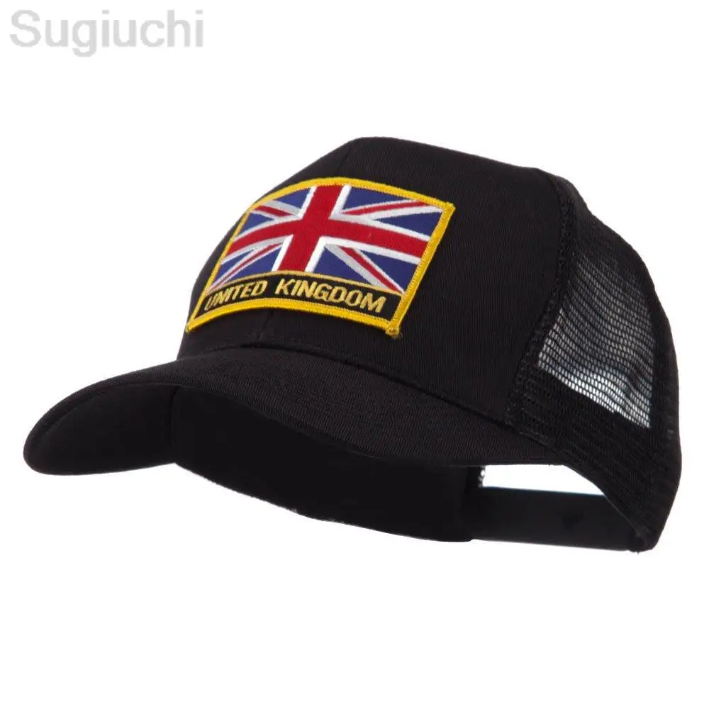 

United Kingdom UK Flag Embroidery Logo Patch Plain Mesh Cap Adjustable Snapback Hats Women Men Trucker Streetwear Dad Hat