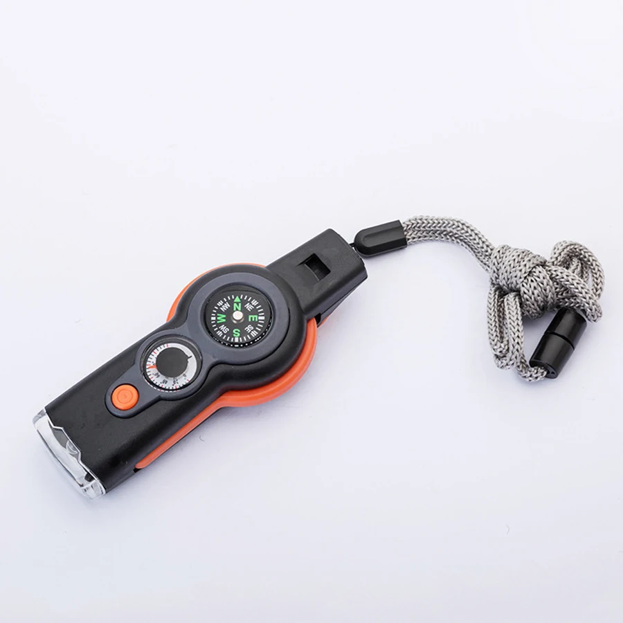 Description Picture 5 of item7 in 1 Emergency Safety Whistle with Lanyard Multifunctional Tool Multi-Functional LED Outdoor Compass Hiking Electronic Whistle