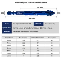 Bleu nouvelle foret excentrique dentelé à quatre lames foret en acier inoxydable pour béton et acier inoxydable moulé à sec pour carreaux complets, céramique, verre, marbre 6