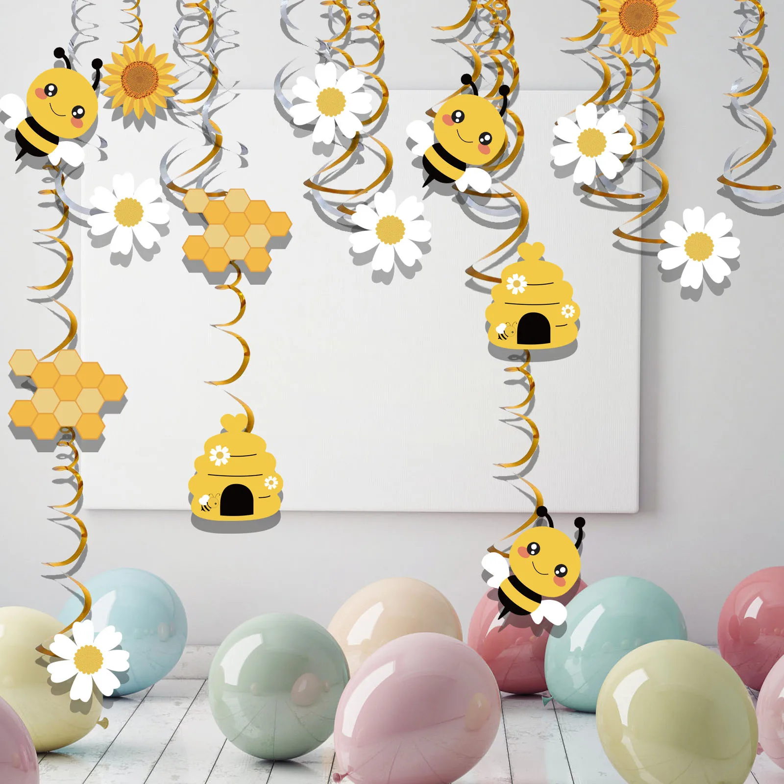 Bee 1st Birthday Party Decorations – Banner, Cake Toppers, Balloons & Garland Set - View #4