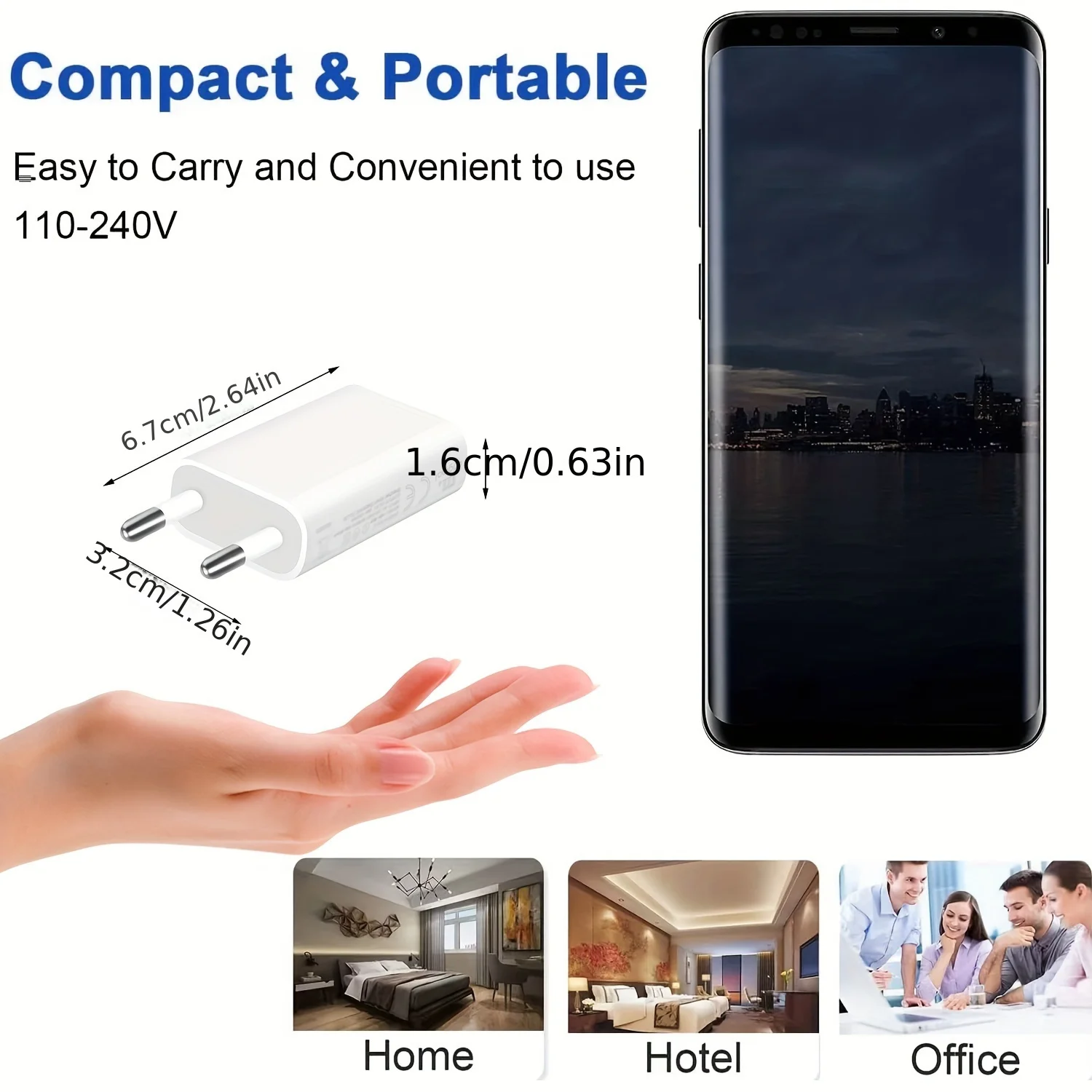 Chargeur mural USB universel 5V 1A, adaptateur d'alimentation de tête, prise ue Portable, charge pour téléphone Portable MP3 7 8 Xs