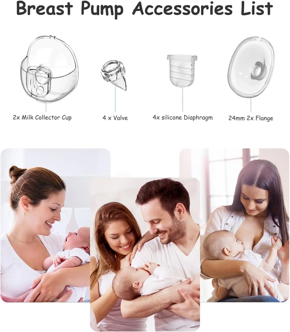 Wearable Breast Pump Replacement Parts Compatible with S32 Wearable Breast Pump/Lansinoh Discreet Duo Wearable Breast Pump 4