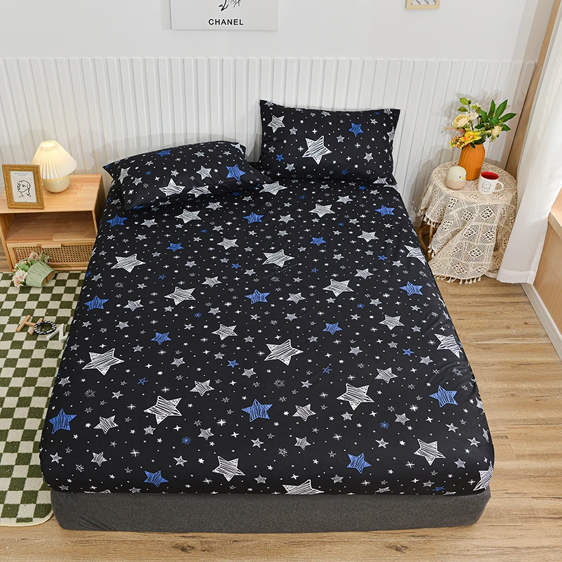 1pc Star Print Fitted Sheet Elastic Bedsheet Home Bed Cover Single/Double/Queen Size Mattress Protector sabanas (No Pillowcase) 2