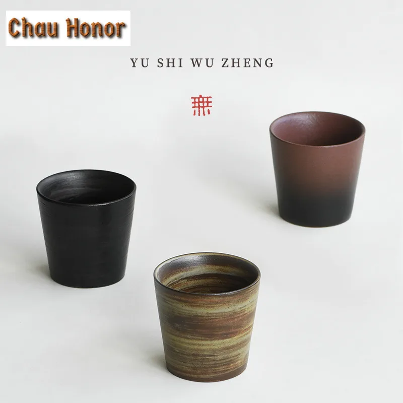 230ml Antique Brushed Glaze Coarse Pottery Cola Mug Bubble Teacup Cold Hot Water Jug Hand Warmer Mug Office Water Cup Drinkware