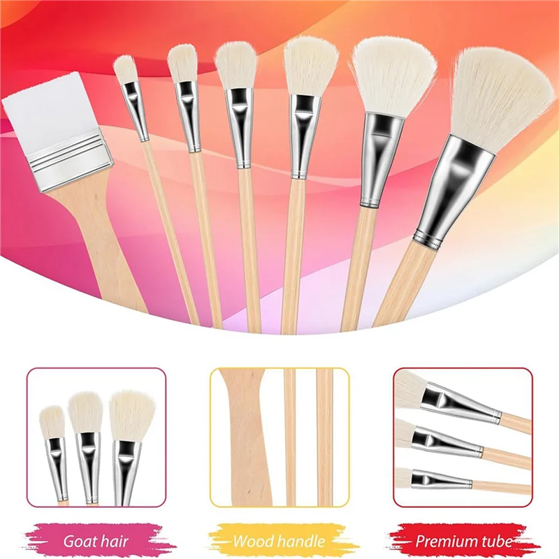 N10R-14 Pcs 아크릴 페인팅 용 걸레 브러시 금박 브러시 다목적 걸레 브러쉬 모듬 크기 페인트 브러쉬 세트 페인트 브러쉬