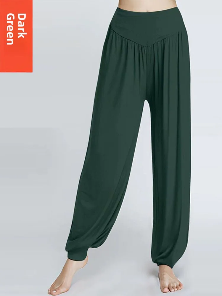 New Yoga Women's Square Dance Practice Pants Modal Cotton Elastic Large Size Loose Lantern Pants Summer Thin Model