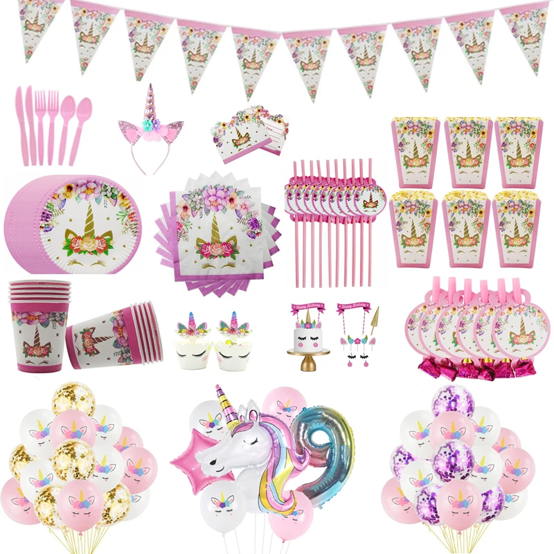 Stoviglie Usa E Getta Unicorno Ragazza Unicorno Decorazione Festa Di Compleanno Bambini Palloncini Unicorno Piatto Tovagliolo Forniture Per Feste Unic