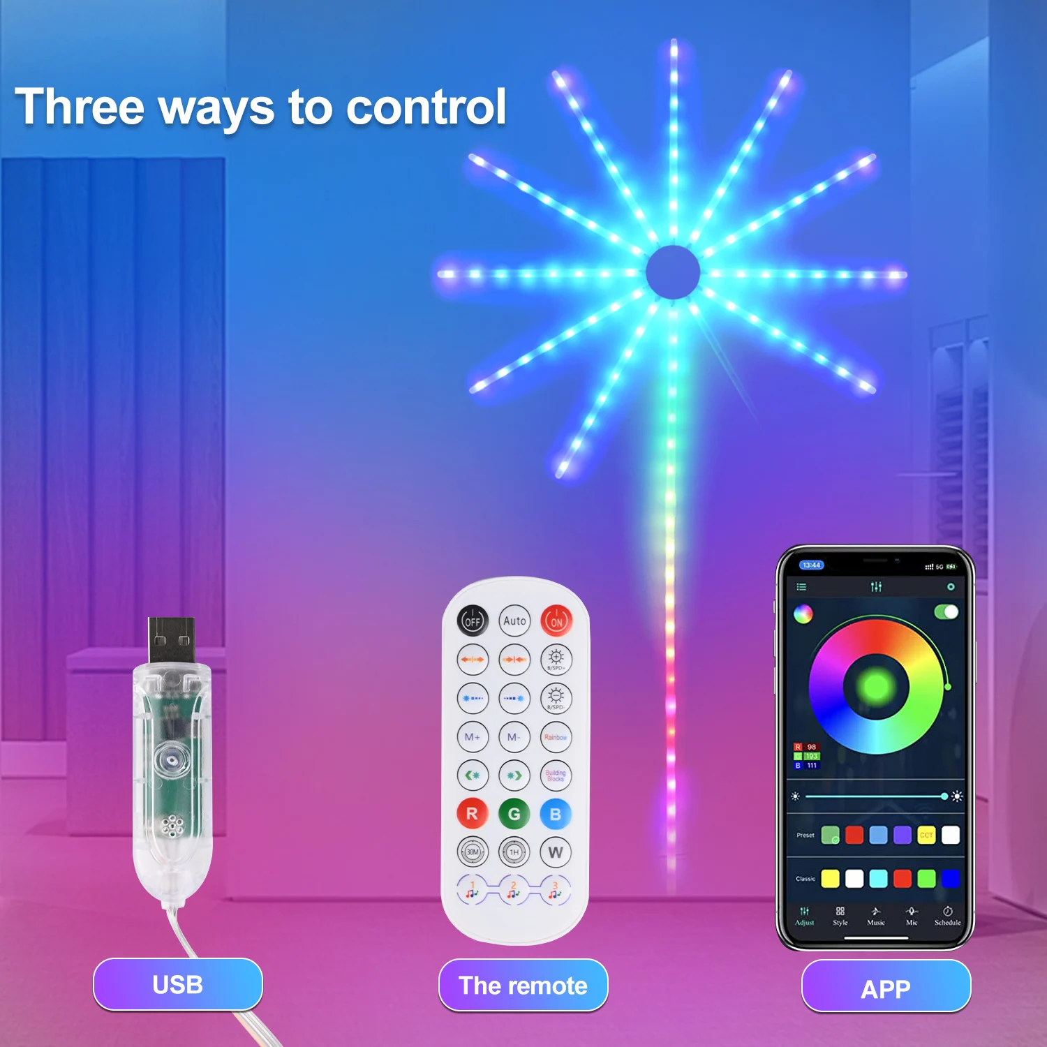 Smart Voice Control Full Color Fireworks LED Strip Light Waterproof