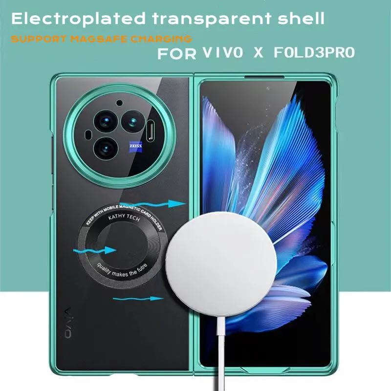 

Защитный чехол-бампер из мягкого ТПУ для Vivo X Fold 3 Magsafe, магнитная Беспроводная зарядка, прозрачная задняя крышка с полной защитой объектива
